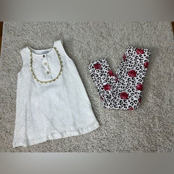 Girls 5T Mudpie Sleeveless Shirt + Leggings Outfit Set - Picture 1 of 12